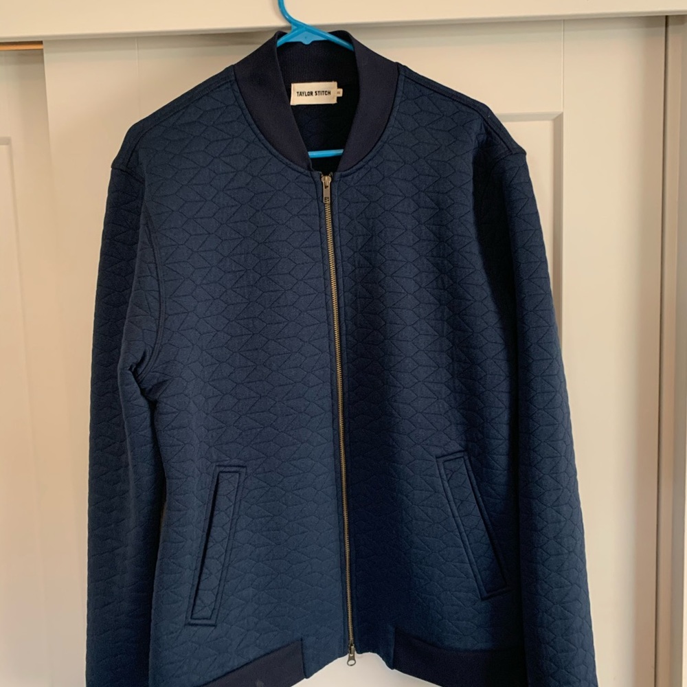 The Inverness Bomber in Navy Knit Quilt
